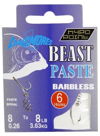 Dinsmores Beast Paste Barbless Rig Hook - Silver, 8