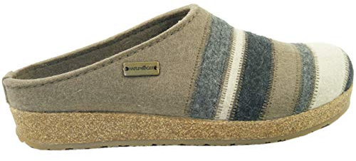 HAFLINGER Damen Pantoffel Hausschuh Grizzly Stripes Wolle 711049