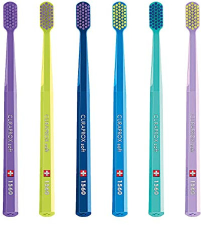 Curaprox Weiche Zahnbürste CS 1560, 6 Stück, Farben können variieren