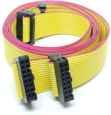 Connectors Pro 2-Pack IDC 2x8 16P 2.54mm 0.1 Female Connector 80cm 31 Inches Yellow Flat Ribbon Cable, Double Rows 16 Pins FC F/F (16P-80cm-2PK)