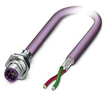 PHOENIX CONTACT SACCBP-M12MSB-2CON-M16/2.0-910 Bussystem Einbaustecker, Profibus, 2 polig, M12, B Kodiert, Hinterwund/Schraubmontagemit M16-Gewinde, 2m Buskabel, 2 x 0.25mm² Leiterquerschnitt