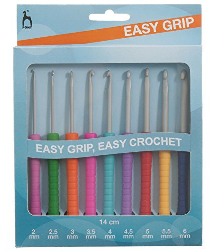 Pony P39810 Easy Grip Crochet Hook Set, Multi, 15 x 1.5 x 16 cm