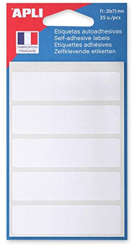 APLI 111947 - Pochette de 35 étiquettes blanches 20x75 mm