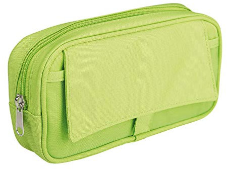 Idena 23910 - Stiftetui mit 2 Fächern, Reißverschluss und Klettklappe, sortiert, ca. 22 x 13 x 5,5 cm, Schreibtisch-Organizer für Schreibwaren, Zeichen- und Büromaterialien
