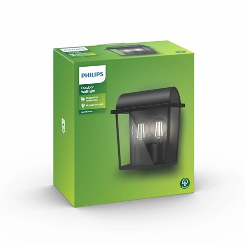 Philips Harvest Wandleuchten für den Außenbereich, E27-Fassung, wasserfest, schwarz, IP44, wetterfest