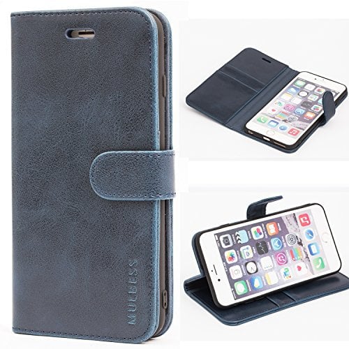 Mulbess Phone Case for iPhone 6S Plus/iPhone 6 Plus - Flip Wallet Cover - Magnetic Protective Leather Case with Credit Card Slot - Dark Blue