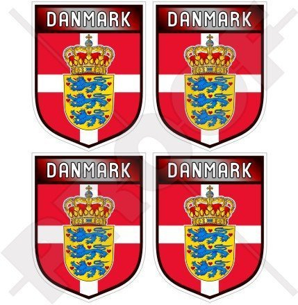 DÄNEMARK Dänisches Schild Dänemark 50mm Auto & Motorrad Aufkleber, x4 Vinyl Stickers