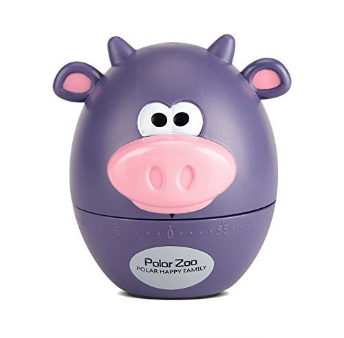 Kücchentimer Eieruhr Nette Karikatur Tierform Küchen mechanische 55 Minuten Kochzutaten Schüler Hausaufgaben Kochuhr Mechanische Küche Timer Mechanische Keine Batterie (Lila Rind)