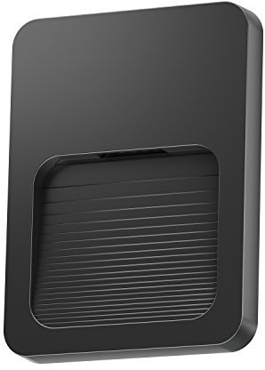 ledscom.de Aplique LED/luz de escalera STUFO para exterior, IP44, plano, downlight, negro mate, angular, blanco cálido