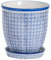 Nicola Spring Handgedruckter Pflanzentopf Mit Untertasse - 22cm - Marine