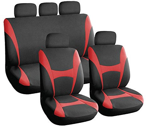 Xtremeauto® Universal Full Car Front And Rear Seat Cover Protectors Set - Durable (Red)