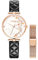 VICTORIA HYDE Schlichte Damen Uhren Lederarmband Flower Printed Zifferblatt Damenuhr mit Edelstahl Mesh Band