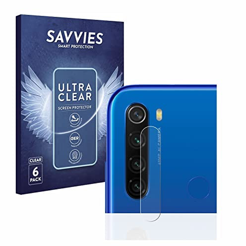 savvies Protector Pantalla para Xiaomi Redmi Note 8T (SÓLO Cámara) (6 Unidades) Película Ultra Transparente