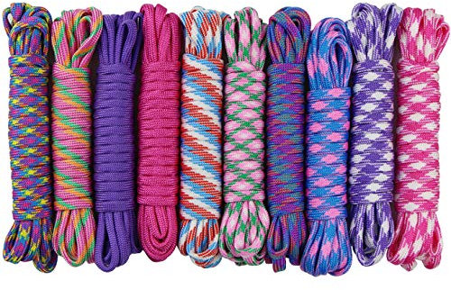10pcs Color Paracord Bracelets Rope 7-Strand Nylon Rope DIY Manual Braiding for Outdoor Survival Rope, Lanyards, Keychain, Dog Collar, DIY Kit Craft Toy (10pcs x 10ft)