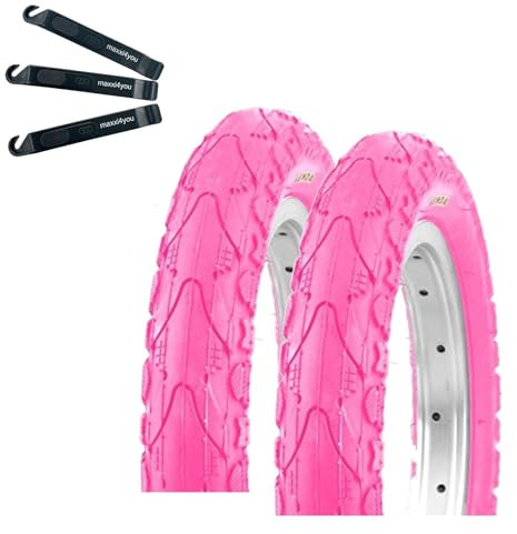 Angebot-Set / 2 x Kenda K-935 Kahn 12 Fahrradreifen Pink 62-203 (12 1/2 x 2 1/4) inkl. maxxi4you Reifenheber