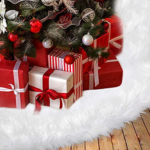 BLAZOR Cache Pied Sapin de Noel, Tapis Sapin Noel Blanc Rond Doux, Couvre-Pied de Sapin de Noël en Peluche pour la Decortion Sapin de Noel pour la Maison de Fête de Noël