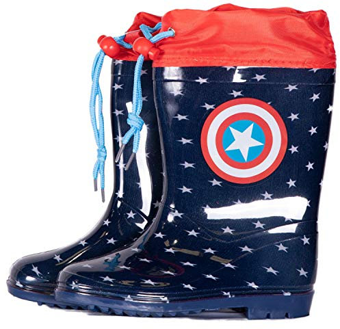Personaggi ufficiali Disney Minnie Mouse/Spiderman/Avengers Marvel Wellington Boots, gomma stivali impermeabili impermeabili per ragazze ragazzi, Blu (Marina Militare), 17/18 EU