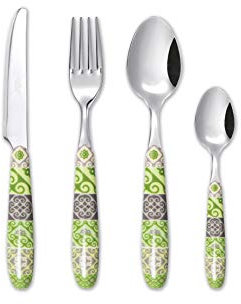 Excelsa Maiolica Green Servizio 24 Posate, Acciaio