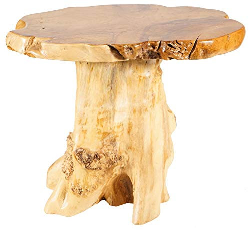 Windalf Hoher Natur Küchentisch FEANOR 65 cm Rustikaler Bohemia Terrassen Teakholztisch Handarbeit aus Wurzelholz