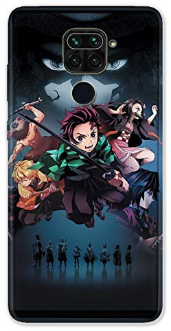 Cokitec Schutzhülle für Xiaomi Redmi Note 9, Manga Demon Slayer, Schwarz