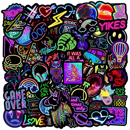 RGBEE Wasserfeste Aufkleber Sticker Set 100 Stücke, Vintage Graffiti Decal Neon Aufkleber für Skateboard Laptop Koffer Helm Motorrad Auto Fahrrad Computer