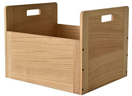 KIRIGEN Wooden Vinyl Record Storage Box Wooden Storage Crate Box for LP Records Hold Up to 80 Records Natural