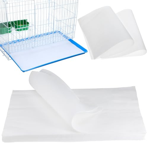 VILLCASE 100pcs Bird Cage Liner Papers, Disposable Parrot Cage Absorbent Cushion Pads, Cuttable Fecal Tray Cushion Mat for Bird Parrot Budgie Pet Animal, 44x33cm