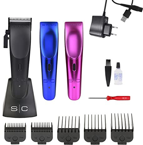 Tondeuse Cheveux Hommes Professionnel Stylecraft Ergo by Gamma Più, Tondeuse Barbe avec Moteur Magnétique, 2 Heures d'autonomie sans fil, Lame Réglable, 5 Peignes, 3 coques, Kit de Nettoyage
