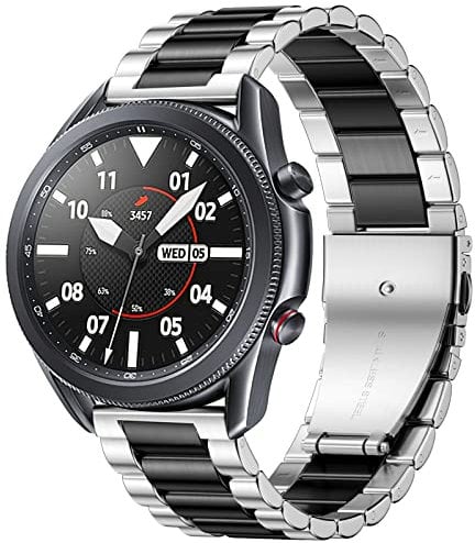 Netolo Metal Strap Compatible with Samsung Galaxy Watch 3/46mm, Huawei Watch GT2 46mm/GT2 Pro - Stainless Steel Strap for Samsung Gear S3, Black/Silver