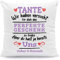 GRAVURZEILE Kissen mit Spruch Personalisiert mit Name - Geschenke für die ganze Familie - Größe: mit Füllung - Farbe: Tante (Wir haben.)