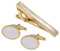 Jonwo Épingles à cravate et boutons de manchette en nacre de 4,5 cm - Pour homme - Argenté et doré - Pour mariage, chemise, fête, anniversaire, 4.5cm, laiton, Nacre
