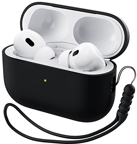 ORNARTO Kompatibel mit AirPods Pro 2 Hülle 2022, Schützende Flüssig Silikon Hülle für AirPods Pro 2 2022 Hybrid Skin Front LED Sichtbar Silikon Hülle Mitternacht