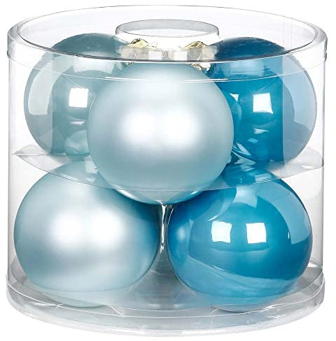MAGIC Weihnachtskugeln Glas 10cm 6 STK. Christbaumkugeln Christbaumschmuck (Elysian Blue // hellblau)