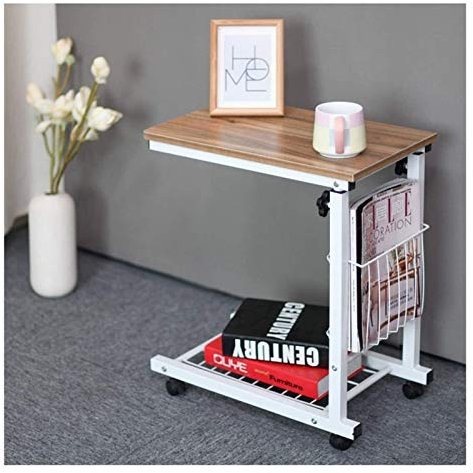 PURRL Tragbarer, Verstellbarer Tabletttisch, fauler Nachttisch, Überbetttisch mit Rollen, höhenverstellbar, tragbar (Antike Eiche) Little Surprise