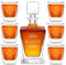 Maverton Carafe et Verres personnalisés - 800ml Bouteille avec 6 Verres à Whisky de 250ml - Accessoires bar pour hommes - Service à Whisky pour papa - pour anniversaire - prénom