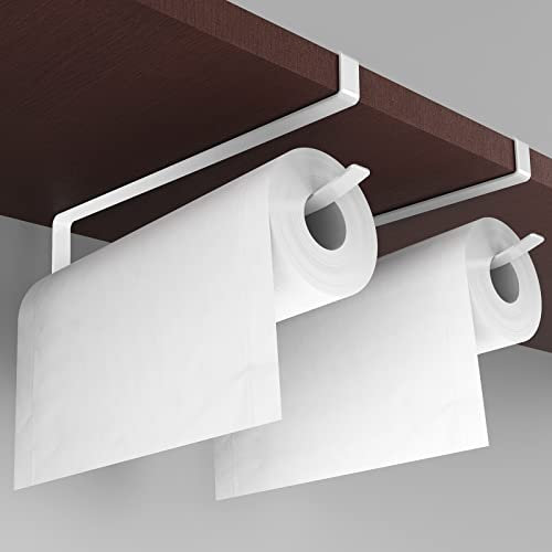 KIKISML Küchenrollenhalter Ohne Bohren, Rollenhalter Küchenrolle, Papierrollenhalter für Küche, Schränke, Badezimmer - Weiss