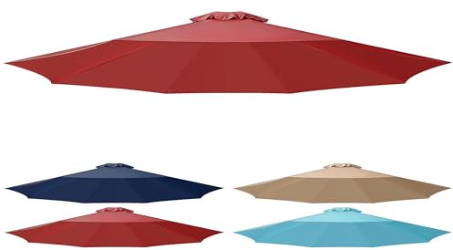 Simple Deluxe 2,7 m Terrassenschirm, Ersatzdach, nur für den Außenbereich, Tisch, Markt, Hof, Regenschirm, Ersatzabdeckung mit 8 Rippen, Rot