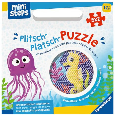 Ravensburger ministeps 4588 Plitsch-Platsch-Puzzle Meerestiere - Outdoor- & Badespielzeug, Spielzeug ab 1 Jahre, inklusive praktischer Netztasche