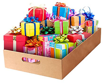 Venuscello® 50 x Cardboard Gift Hamper Tray 16 x 11 x 3 Empty Serving Tray for Christmas Gifts & Drink Cans