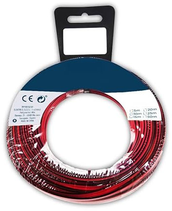 PRENDELUZ Cable paralelo audio 2x0,75mm rojo/negro, 5m, ideal para conexiones de audio y proyectos electrónicos.