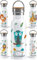 OWLBOOK Boho Eule Trinkflasche personalisiert aus Edelstahl für Kinder mit Zoo Dschungel Waldtiere - 600 ml Kindertrinkflasche mit Bambusdeckel - Auslaufsicher BPA-frei - für warme und kalte
