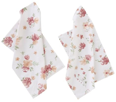 BOLTZE Geschirrtuch Elsie rosa grün weiß mit Blumen florales Muster Cottage Landhaus 2tlg.
