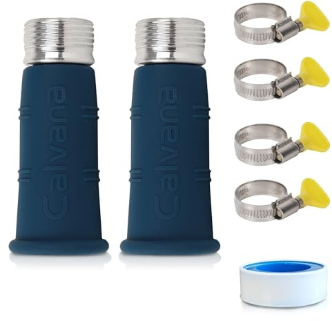 Calvana 2er-Pack Wasserschlauch-Adapter, verdickter Wohnmobil-Wasserhahn-Adapter, Spültischarmatur auf Gartenschlauch-Adapter, einfach an Waschbeckenarmatur anzuschließen, gesichert mit kostenlosen