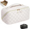 YIMINI Make Up Bag, Cosmetic Bag, Make Up Tasche, Reise Kosmetiktasche, Kulturbeutel Damen, Kulturtasche Damen, Tragbare Reise Make Up Tasche, Kosmetiktasche Klein, Geeignet für Damen (Weiß)