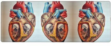 Human Anatomy Heart Chart Extra große Gummi-Tastaturunterlage 30,5 x 80 cm, Büro-Schreibtischunterlage, geeignet für Büro, Gaming und Lernen