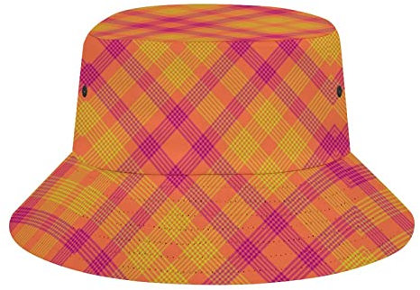 peiyeety Sommer Geometric Plaid Grid Textured13 Geometric Plaid Grid Bucket Hat Strand Fisherman Hats für Damen Herren Teens Packable Summer Sun Hats Travel Outdoor Cap Unisex