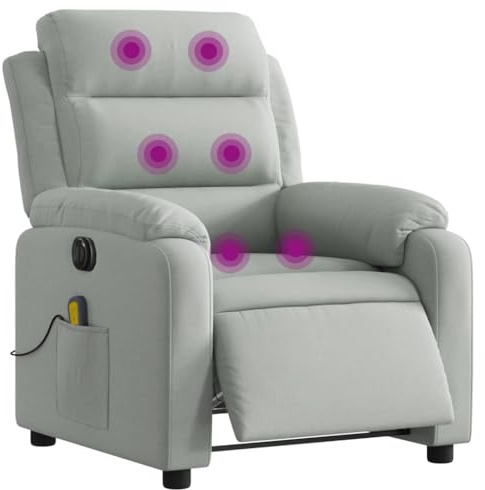 vidaXL Massagesessel Elektrisch Hellgrau Samt
