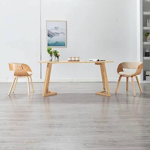 CKioict Bürostuhl Esszimmerstühle modern Bistrohocker Esszimmerstuhl Creme Bugholz und Kunstlederfür Esszimmer, Küche, Theke, Bar