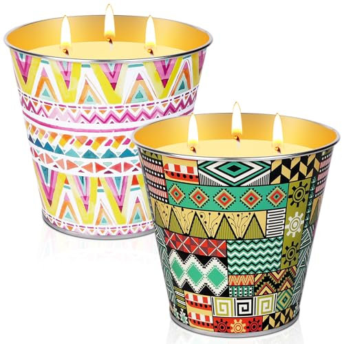 Citronella Kerzen Outdoor, 2 X 400g Citronella Kerzen Draußen, Zitronengras Duft Kerzen,NatüRliches Sojawachs Citronella Kerze, Mit 3 Docht Große Citronella Duft Kerze FüR Garten, Terrasse,Camping