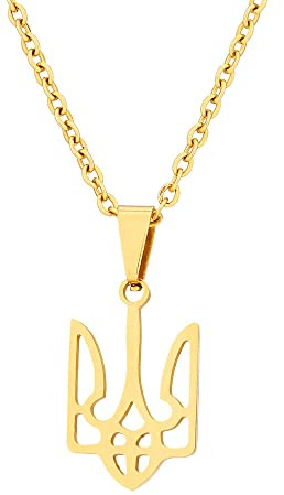 UOMSKTY Ukraine Dreizack Ukraine Anhänger Halskette – Wappen Anhänger Halskette Flagge Charm Ukraine Symbole Halsband,Patriotisches Geschenk Ukraine Souvenir Schmuck